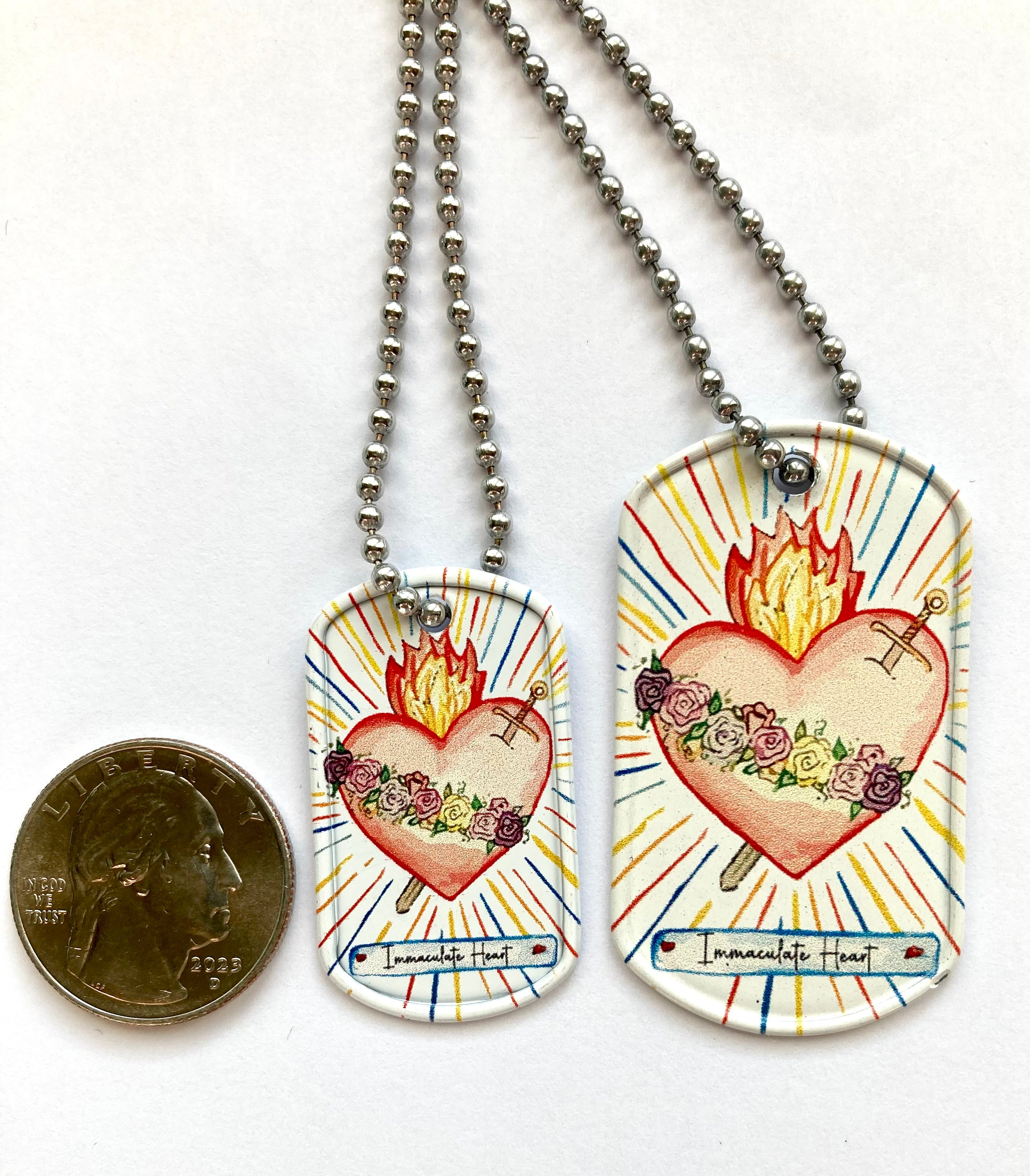 Sacred and Immaculate heart dog tags – Party Like A Saint