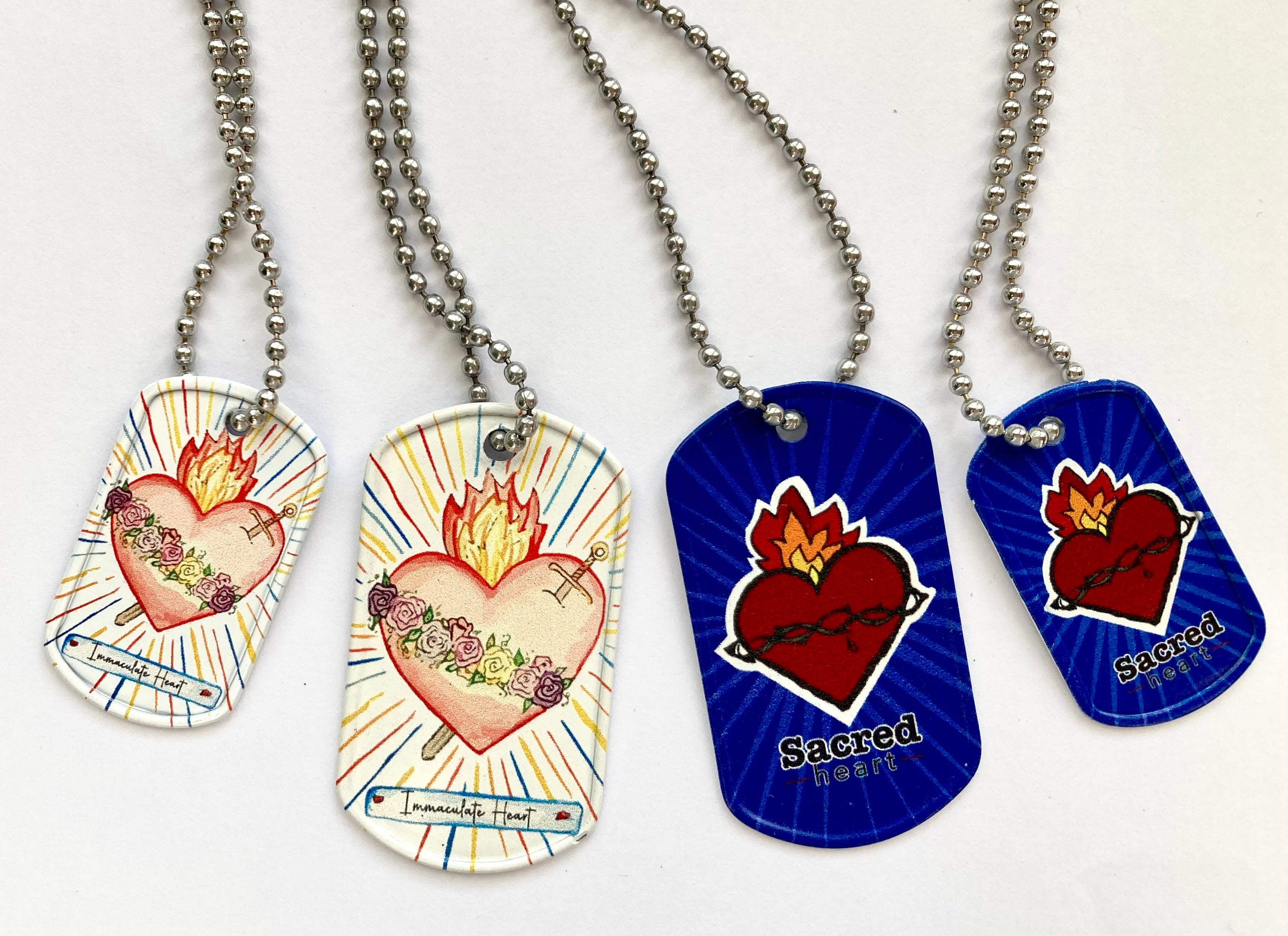 Sacred and Immaculate heart dog tags – Party Like A Saint