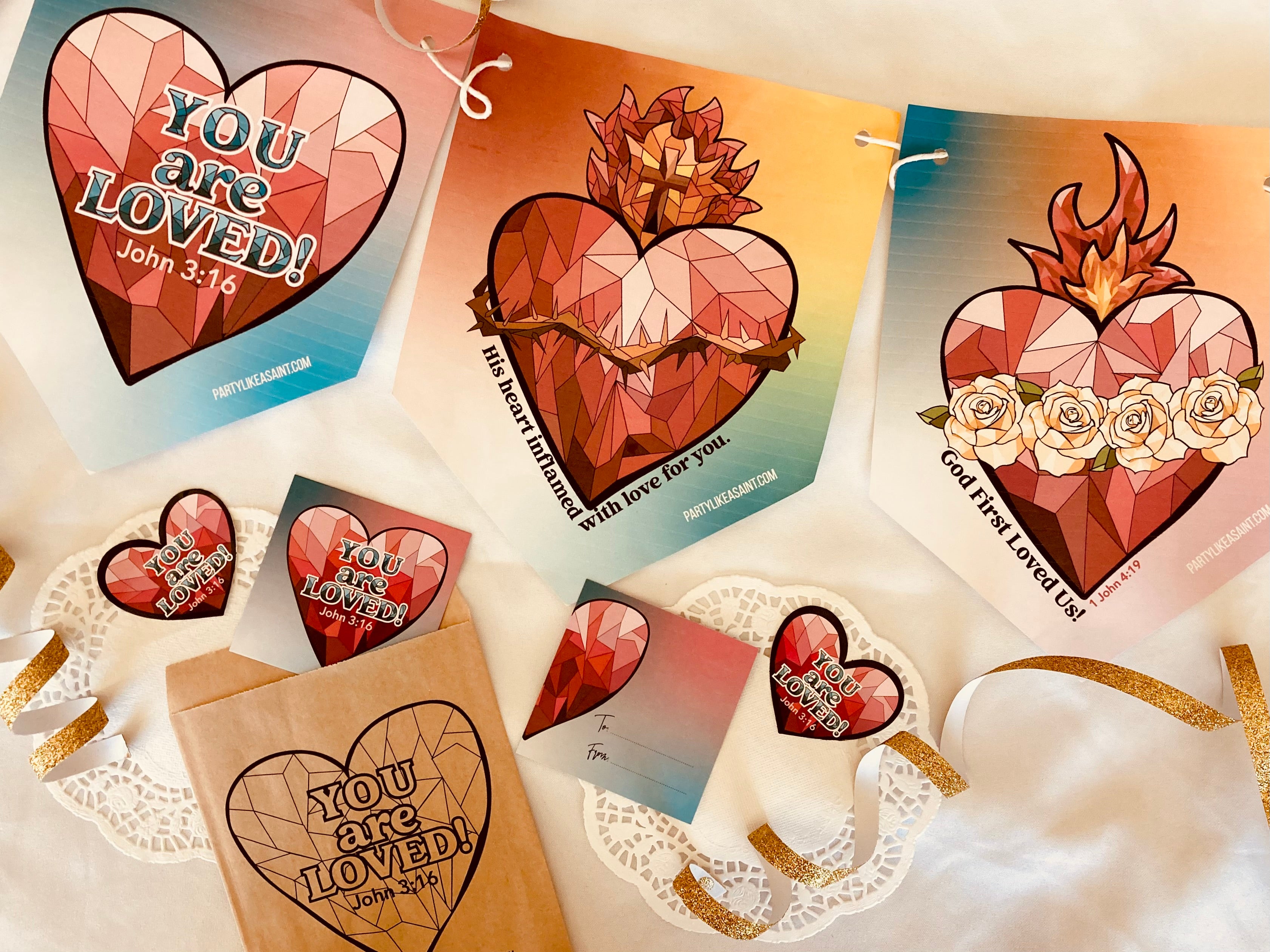 You Are Loved Heart Valentine's Day Party kit