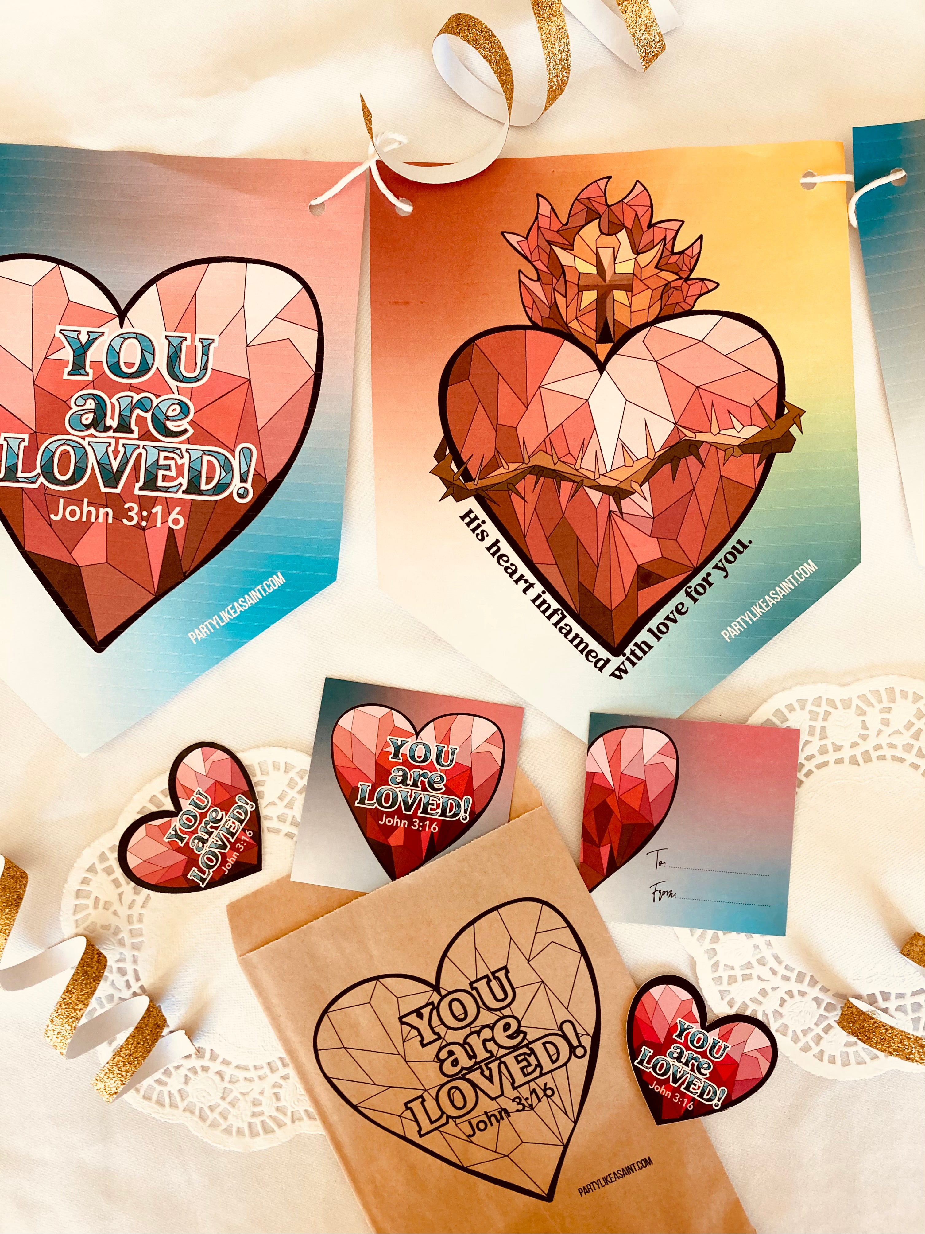 You Are Loved Heart Valentine's Day Party kit