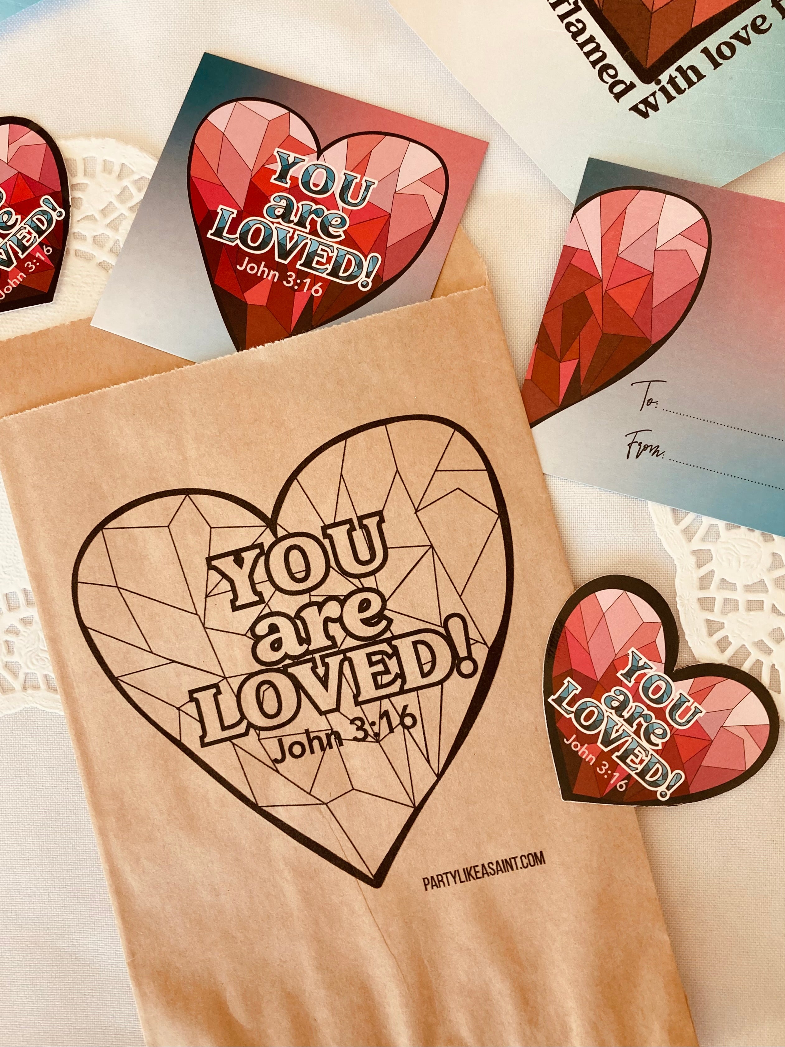 You Are Loved Heart Valentine's Day Party kit