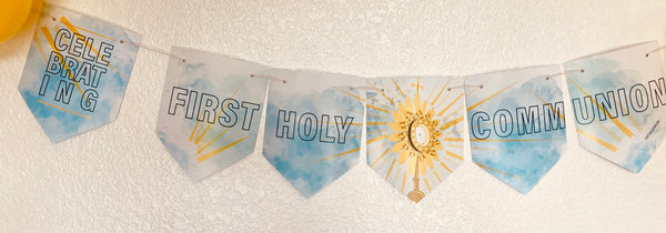 Sun rays first holy communion banner