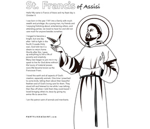 St. Francis of Assisi coloring page and story