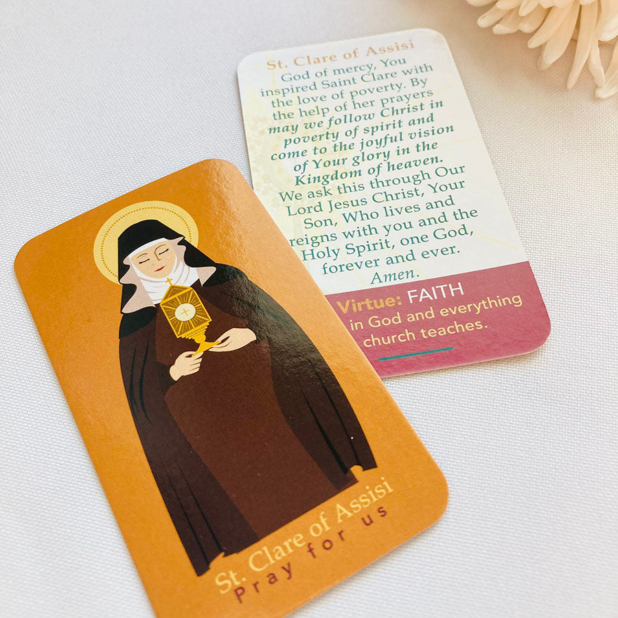 St. Claire of Assisi Prayer cards made in USA Catholic Saint
