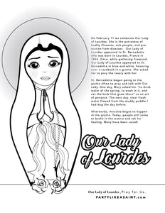 Our Lady of Lourdes coloring page and short story