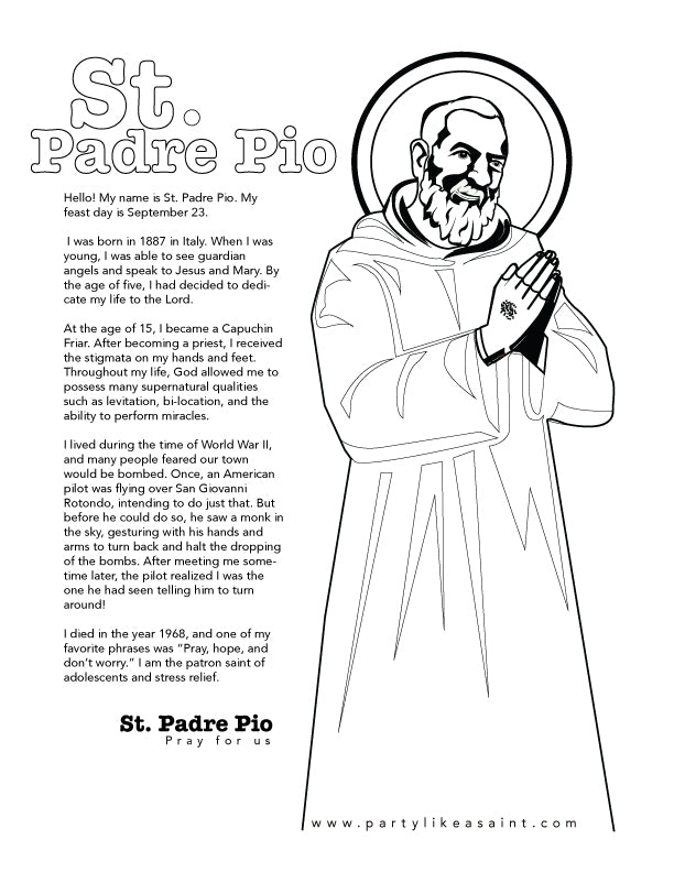 St. Padre Pio coloring page