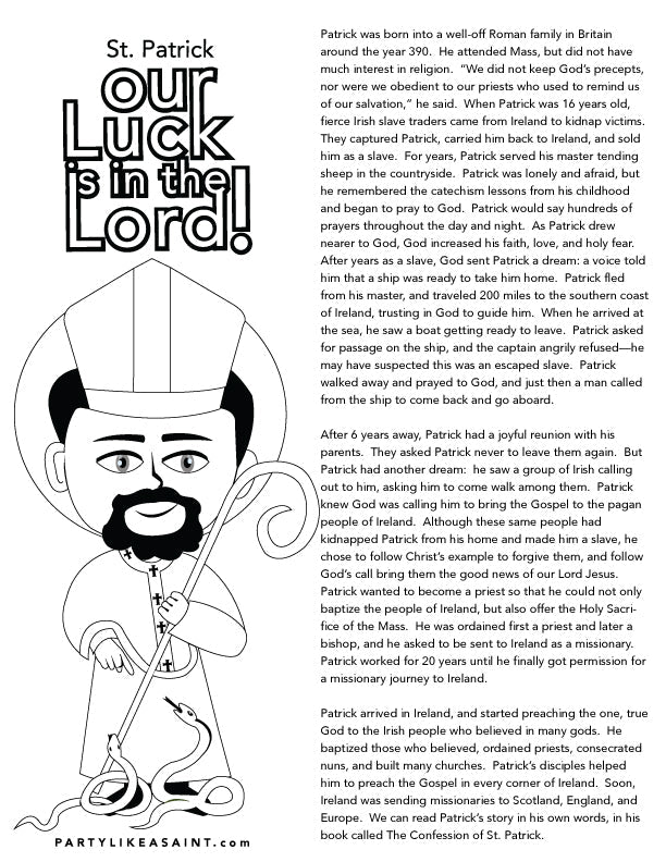 St. Patrick coloring page