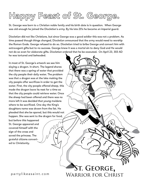 St. George Free Coloring Page